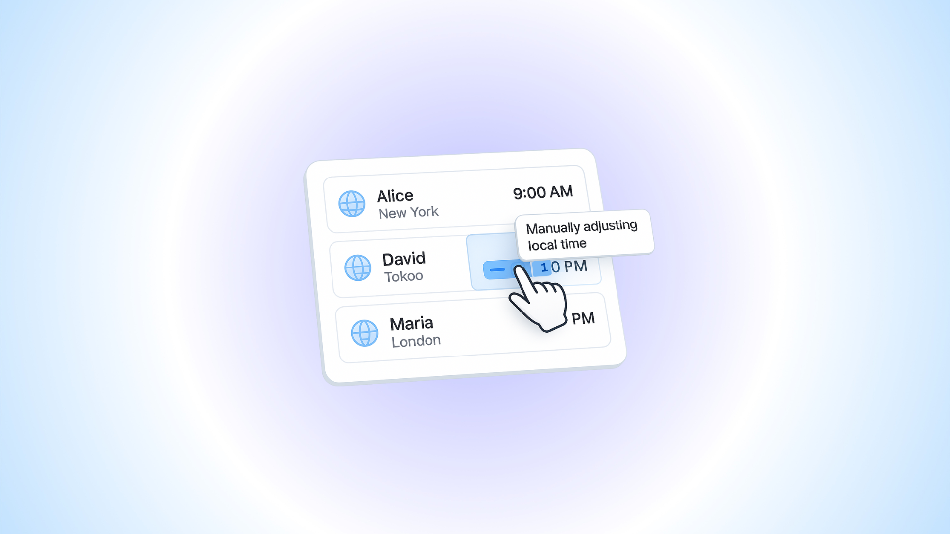 Step 2: Adjust times individually for different time zones
