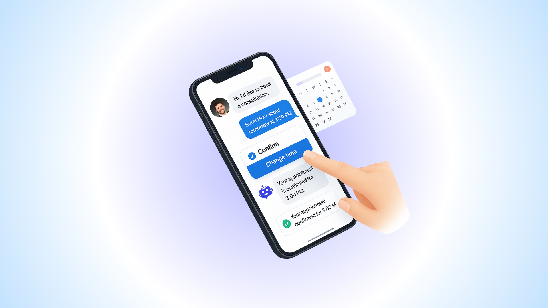 Step 1: Clients book appointments directly through a simple chat - YourGPT AI Appointment Booking
