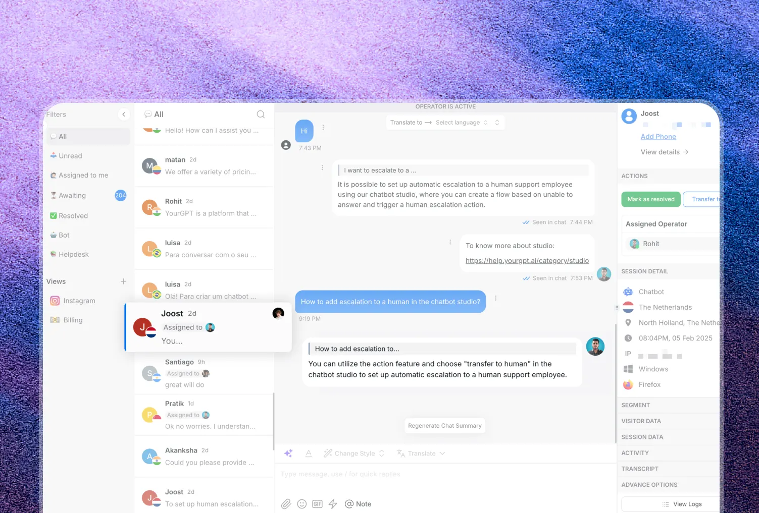 AI for Live Chat